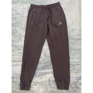 Gymshark Joggers Men's Size Medium Brown Embroidered Cuffed Workout Casual Logo